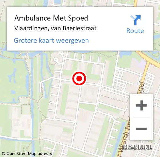 Locatie op kaart van de 112 melding: Ambulance Met Spoed Naar Vlaardingen, van Baerlestraat op 22 maart 2024 14:38