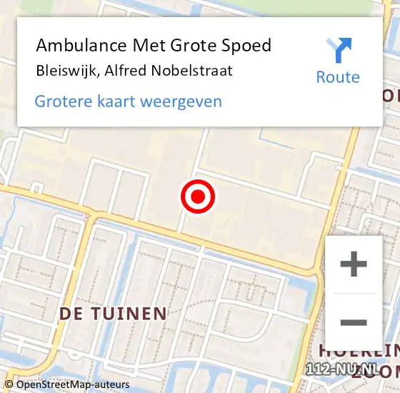Locatie op kaart van de 112 melding: Ambulance Met Grote Spoed Naar Bleiswijk, Alfred Nobelstraat op 22 maart 2024 14:43