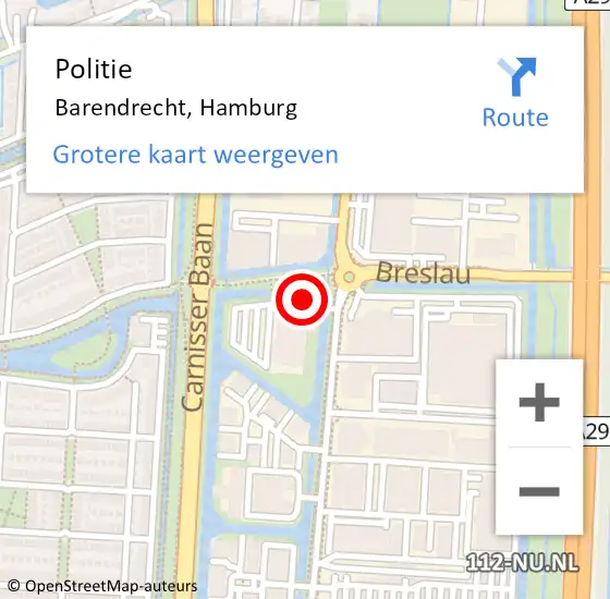 Locatie op kaart van de 112 melding: Politie Barendrecht, Hamburg op 22 maart 2024 14:58