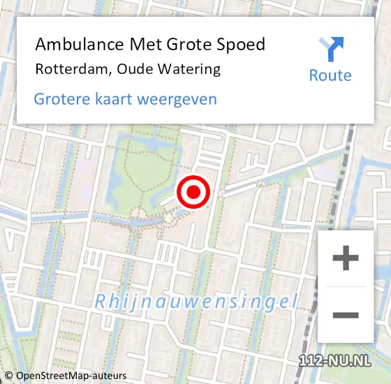 Locatie op kaart van de 112 melding: Ambulance Met Grote Spoed Naar Rotterdam, Oude Watering op 22 maart 2024 14:59