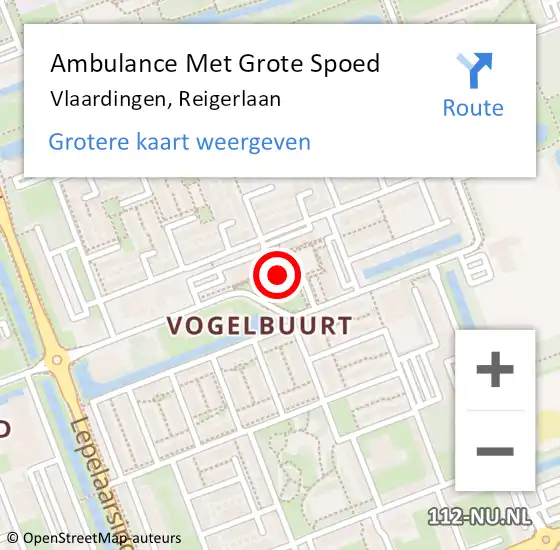 Locatie op kaart van de 112 melding: Ambulance Met Grote Spoed Naar Vlaardingen, Reigerlaan op 22 maart 2024 15:18