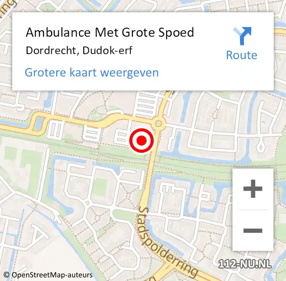 Locatie op kaart van de 112 melding: Ambulance Met Grote Spoed Naar Dordrecht, Dudok-erf op 22 maart 2024 15:23