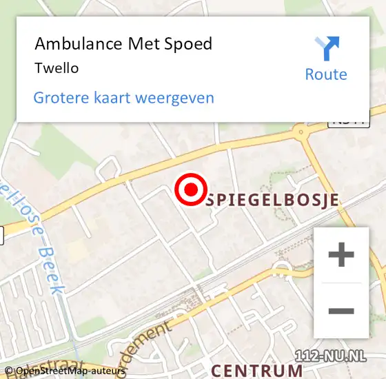 Locatie op kaart van de 112 melding: Ambulance Met Spoed Naar Twello op 22 maart 2024 15:25