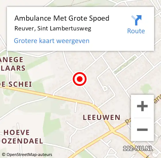 Locatie op kaart van de 112 melding: Ambulance Met Grote Spoed Naar Reuver, Sint Lambertusweg op 22 maart 2024 15:41