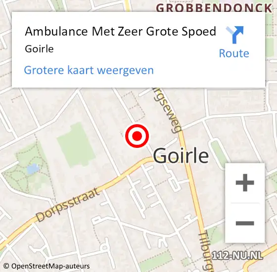 Locatie op kaart van de 112 melding: Ambulance Met Zeer Grote Spoed Naar Goirle op 22 maart 2024 15:43