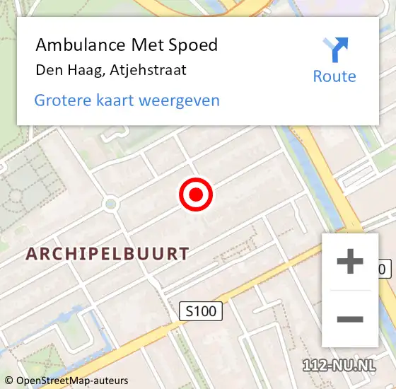 Locatie op kaart van de 112 melding: Ambulance Met Spoed Naar Den Haag, Atjehstraat op 22 maart 2024 15:54