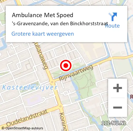 Locatie op kaart van de 112 melding: Ambulance Met Spoed Naar 's-Gravenzande, van den Binckhorststraat op 22 maart 2024 16:06