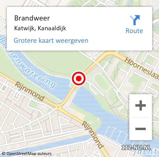 Locatie op kaart van de 112 melding: Brandweer Katwijk, Kanaaldijk op 22 maart 2024 16:10