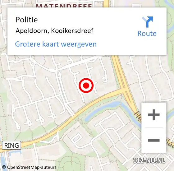 Locatie op kaart van de 112 melding: Politie Apeldoorn, Kooikersdreef op 22 maart 2024 16:21