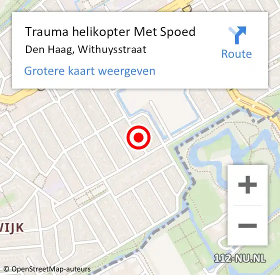 Locatie op kaart van de 112 melding: Trauma helikopter Met Spoed Naar Den Haag, Withuysstraat op 22 maart 2024 16:27