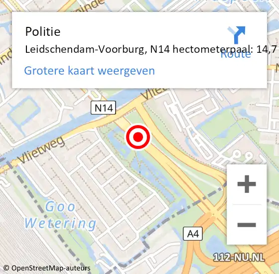 Locatie op kaart van de 112 melding: Politie Leidschendam-Voorburg, N14 hectometerpaal: 14,7 op 22 maart 2024 16:40