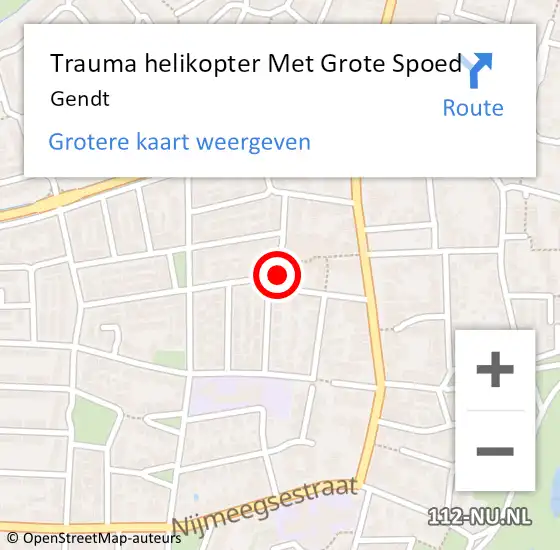 Locatie op kaart van de 112 melding: Trauma helikopter Met Grote Spoed Naar Gendt op 22 maart 2024 16:45