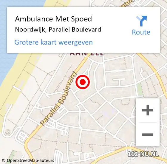 Locatie op kaart van de 112 melding: Ambulance Met Spoed Naar Noordwijk, Parallel Boulevard op 22 maart 2024 16:49