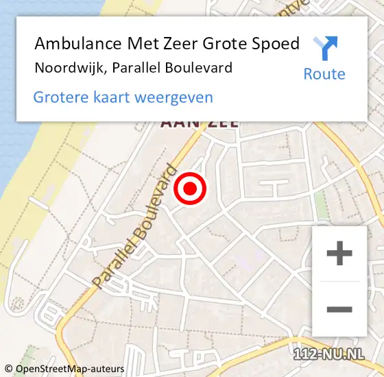 Locatie op kaart van de 112 melding: Ambulance Met Zeer Grote Spoed Naar Noordwijk, Parallel Boulevard op 22 maart 2024 16:49