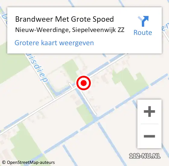 Locatie op kaart van de 112 melding: Brandweer Met Grote Spoed Naar Nieuw-Weerdinge, Siepelveenwijk ZZ op 22 maart 2024 16:55
