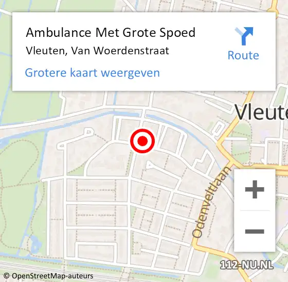 Locatie op kaart van de 112 melding: Ambulance Met Grote Spoed Naar Vleuten, Van Woerdenstraat op 29 september 2014 22:01