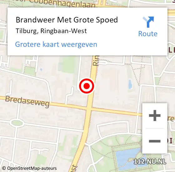 Locatie op kaart van de 112 melding: Brandweer Met Grote Spoed Naar Tilburg, Ringbaan-West op 22 maart 2024 16:58