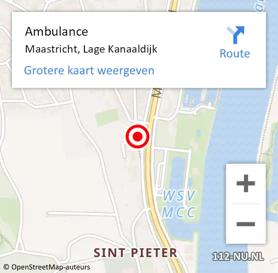 Locatie op kaart van de 112 melding: Ambulance Maastricht, Lage Kanaaldijk op 22 maart 2024 17:05