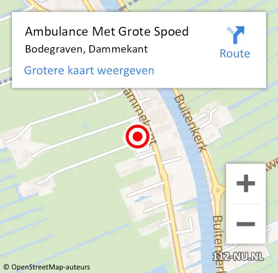 Locatie op kaart van de 112 melding: Ambulance Met Grote Spoed Naar Bodegraven, Dammekant op 22 maart 2024 17:13