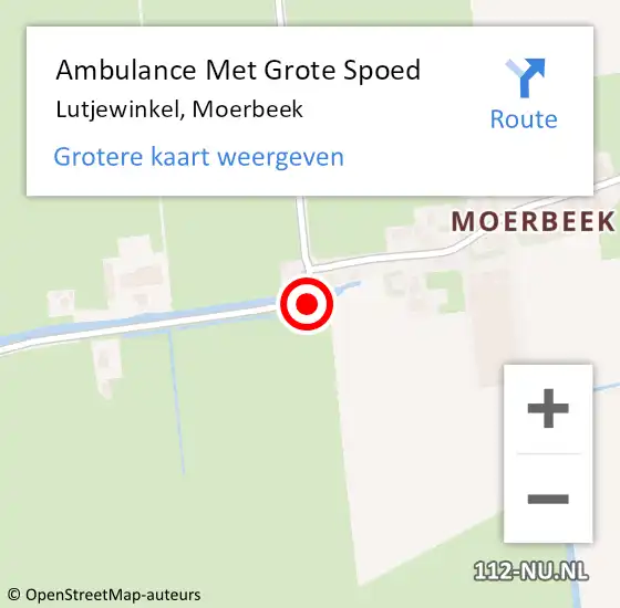 Locatie op kaart van de 112 melding: Ambulance Met Grote Spoed Naar Lutjewinkel, Moerbeek op 29 september 2014 22:05