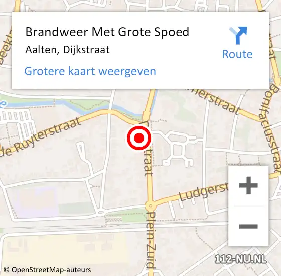 Locatie op kaart van de 112 melding: Brandweer Met Grote Spoed Naar Aalten, Dijkstraat op 22 maart 2024 17:18