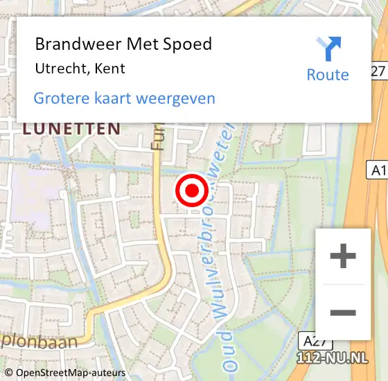 Locatie op kaart van de 112 melding: Brandweer Met Spoed Naar Utrecht, Kent op 22 maart 2024 17:28