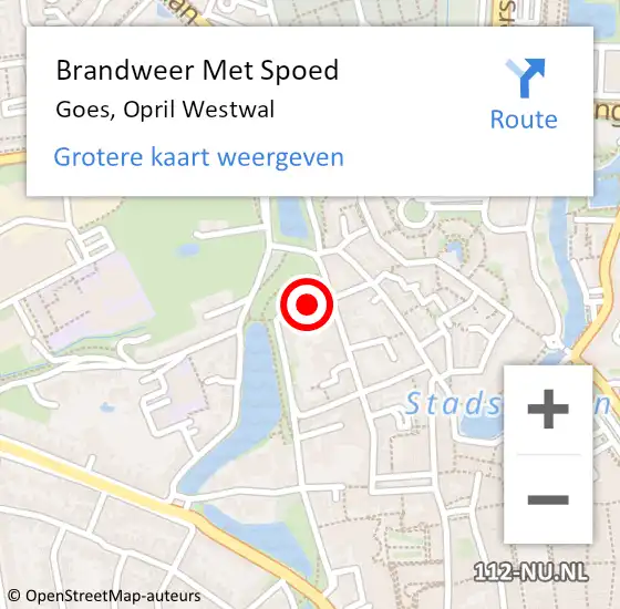 Locatie op kaart van de 112 melding: Brandweer Met Spoed Naar Goes, Opril Westwal op 22 maart 2024 18:29