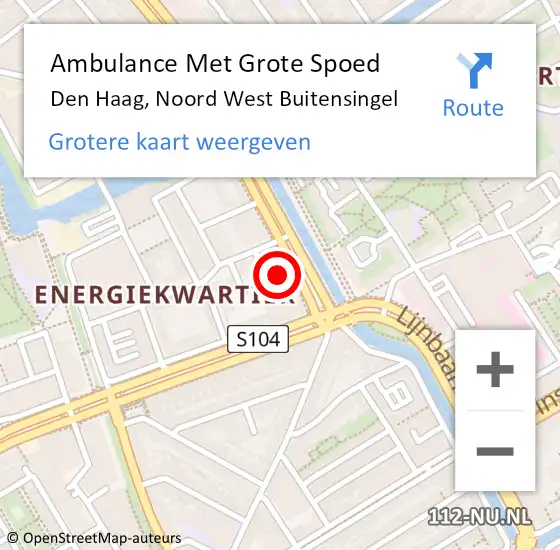 Locatie op kaart van de 112 melding: Ambulance Met Grote Spoed Naar Den Haag, Noord West Buitensingel op 22 maart 2024 18:32