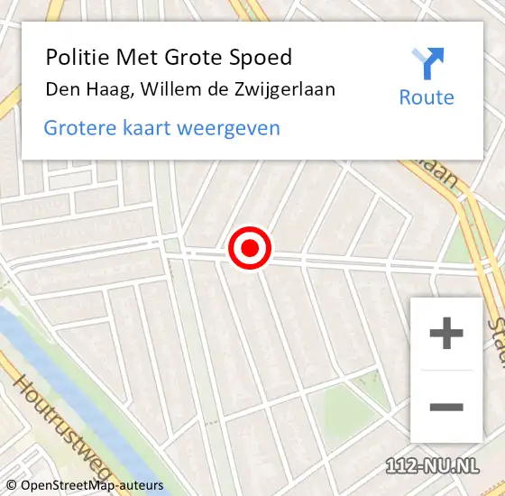 Locatie op kaart van de 112 melding: Politie Met Grote Spoed Naar Den Haag, Willem de Zwijgerlaan op 22 maart 2024 18:41