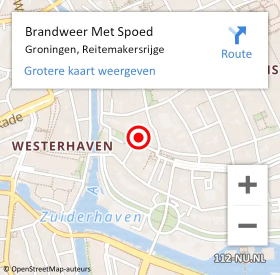 Locatie op kaart van de 112 melding: Brandweer Met Spoed Naar Groningen, Reitemakersrijge op 22 maart 2024 18:51