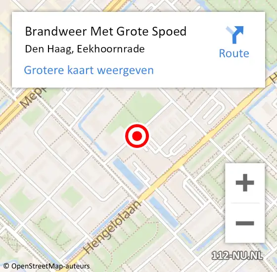 Locatie op kaart van de 112 melding: Brandweer Met Grote Spoed Naar Den Haag, Eekhoornrade op 22 maart 2024 18:52