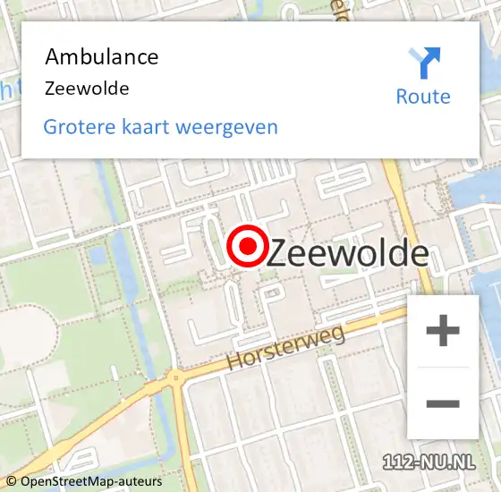 Locatie op kaart van de 112 melding: Ambulance Zeewolde op 22 maart 2024 18:58