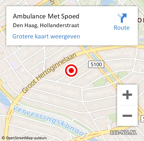 Locatie op kaart van de 112 melding: Ambulance Met Spoed Naar Den Haag, Hollanderstraat op 22 maart 2024 19:14