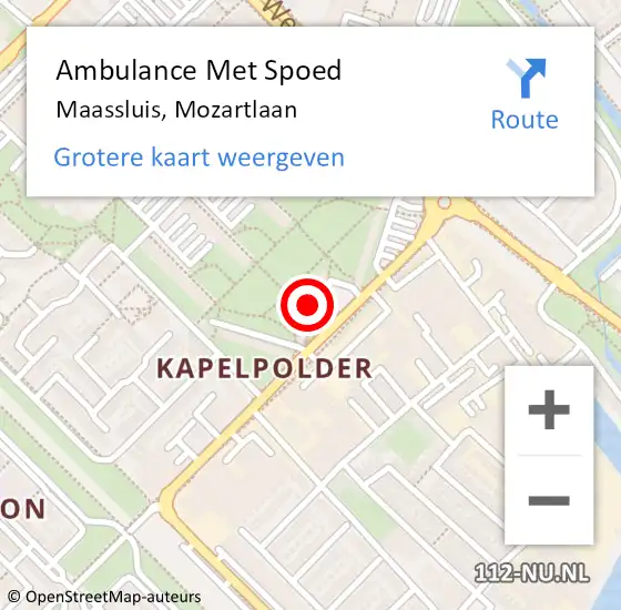 Locatie op kaart van de 112 melding: Ambulance Met Spoed Naar Maassluis, Mozartlaan op 22 maart 2024 19:20