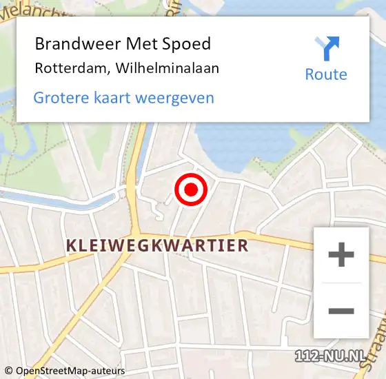 Locatie op kaart van de 112 melding: Brandweer Met Spoed Naar Rotterdam, Wilhelminalaan op 22 maart 2024 19:29