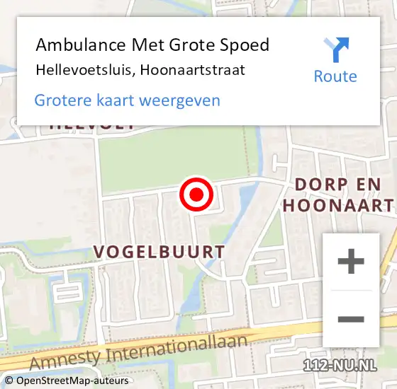 Locatie op kaart van de 112 melding: Ambulance Met Grote Spoed Naar Hellevoetsluis, Hoonaartstraat op 22 maart 2024 19:37