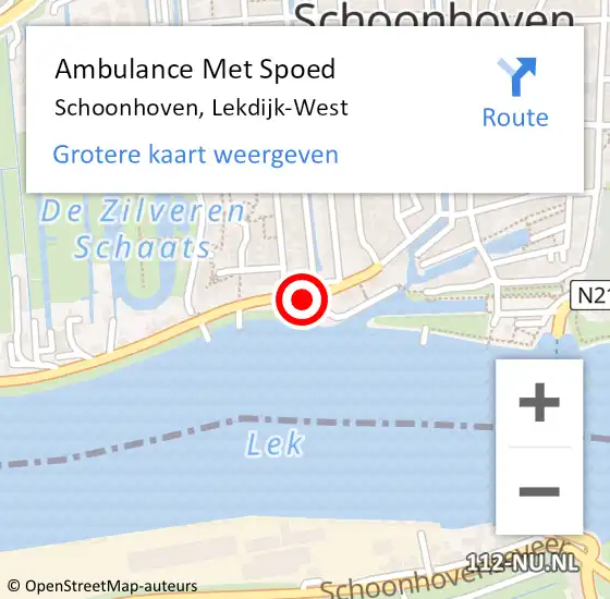 Locatie op kaart van de 112 melding: Ambulance Met Spoed Naar Schoonhoven, Lekdijk-West op 22 maart 2024 19:43