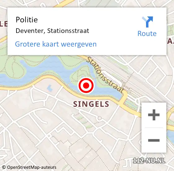Locatie op kaart van de 112 melding: Politie Deventer, Stationsstraat op 22 maart 2024 19:47
