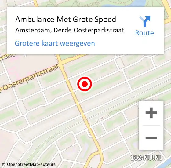 Locatie op kaart van de 112 melding: Ambulance Met Grote Spoed Naar Amsterdam, Derde Oosterparkstraat op 22 maart 2024 19:58