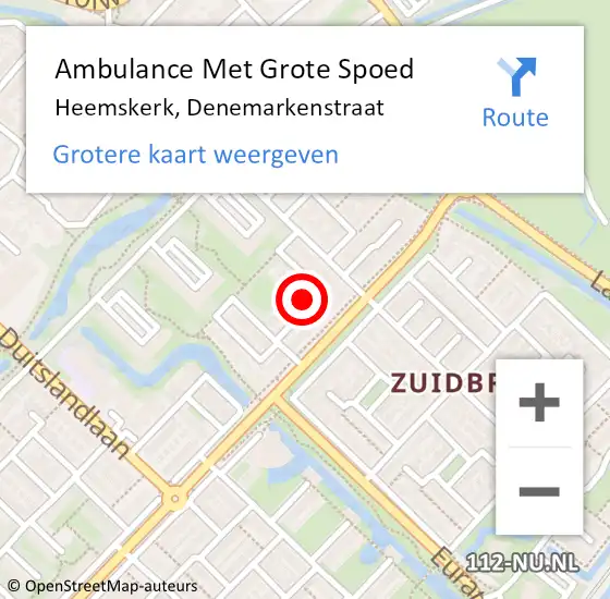 Locatie op kaart van de 112 melding: Ambulance Met Grote Spoed Naar Heemskerk, Denemarkenstraat op 22 maart 2024 20:03