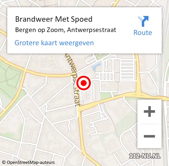 Locatie op kaart van de 112 melding: Brandweer Met Spoed Naar Bergen op Zoom, Antwerpsestraat op 22 maart 2024 20:39