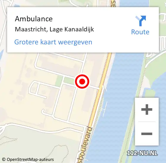 Locatie op kaart van de 112 melding: Ambulance Maastricht, Lage Kanaaldijk op 22 maart 2024 20:46