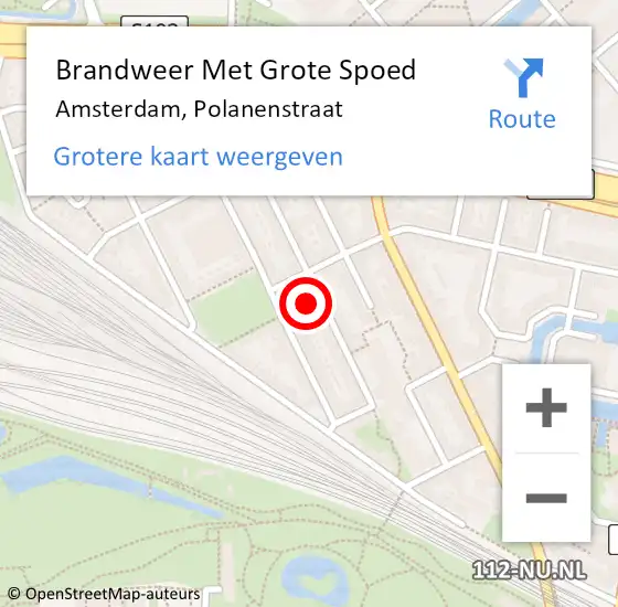 Locatie op kaart van de 112 melding: Brandweer Met Grote Spoed Naar Amsterdam, Polanenstraat op 22 maart 2024 21:18