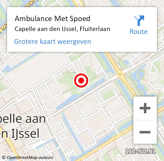 Locatie op kaart van de 112 melding: Ambulance Met Spoed Naar Capelle aan den IJssel, Fluiterlaan op 22 maart 2024 21:43