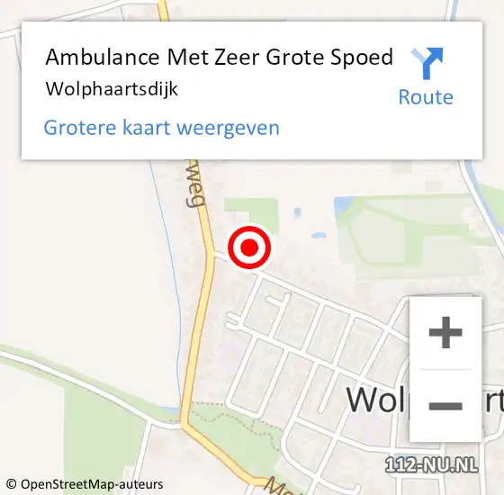 Locatie op kaart van de 112 melding: Ambulance Met Zeer Grote Spoed Naar Wolphaartsdijk op 22 maart 2024 21:55
