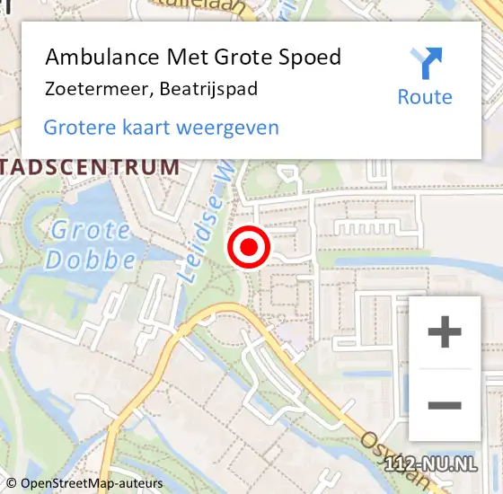 Locatie op kaart van de 112 melding: Ambulance Met Grote Spoed Naar Zoetermeer, Beatrijspad op 22 maart 2024 22:57