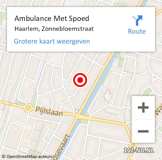 Locatie op kaart van de 112 melding: Ambulance Met Spoed Naar Haarlem, Zonnebloemstraat op 22 maart 2024 23:00