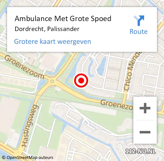 Locatie op kaart van de 112 melding: Ambulance Met Grote Spoed Naar Dordrecht, Palissander op 22 maart 2024 23:03