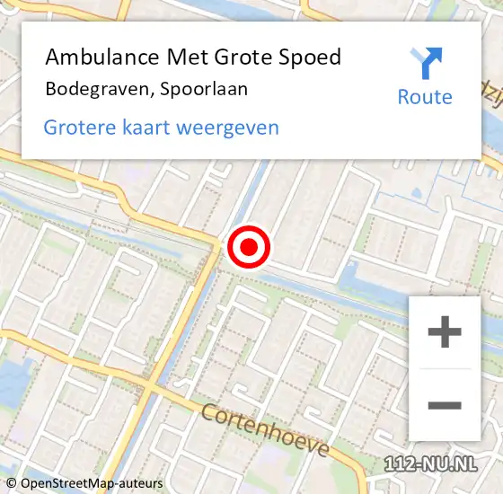 Locatie op kaart van de 112 melding: Ambulance Met Grote Spoed Naar Bodegraven, Spoorlaan op 22 maart 2024 23:56