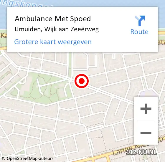 Locatie op kaart van de 112 melding: Ambulance Met Spoed Naar IJmuiden, Wijk aan Zeeërweg op 23 maart 2024 00:36
